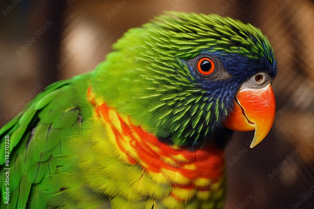 Vibrant Side View Closeup of Green-naped Lorikeet - Created with Generative AI Tools