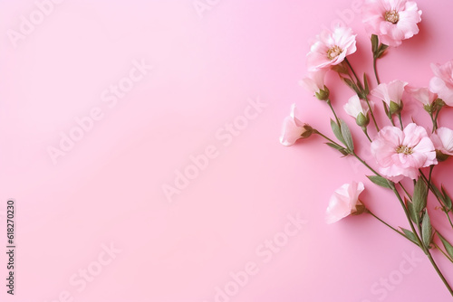 Vibrant Spring Background with Fresh Flower on Pink Background - Created with Generative AI Tools