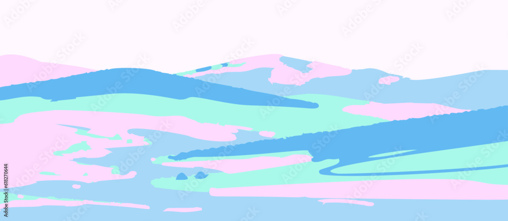 Abstract mountain landscape in pastel colors. Vector illustration