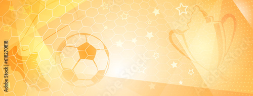 Abstract soccer background with big football ball and other sport symbols in yellow colors