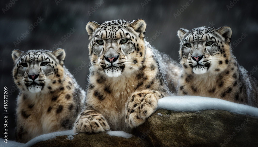 Majestic tiger staring, selective focus on foreground generated by AI Majestic tiger staring, selective focus on foreground generated by AI