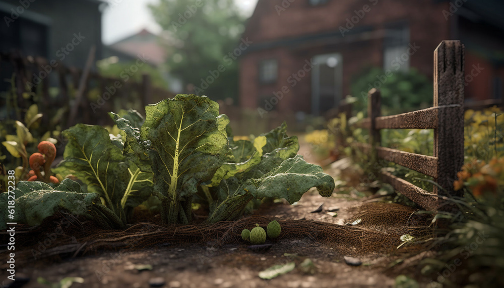 Fresh organic vegetables grow in rural vegetable garden generated by AI Fresh organic vegetables grow in rural vegetable garden generated by AI