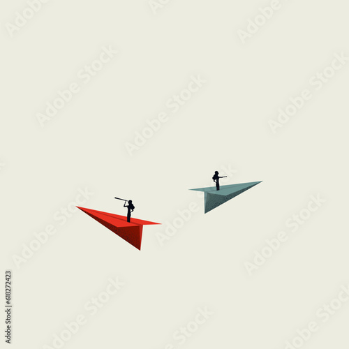 Different business strategy, vector concept. Symbol of opposite direction, disagreement. Minimal illustration.