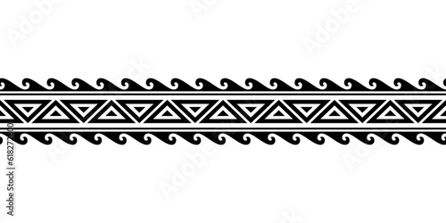 Maori polynesian tattoo bracelet. Tribal sleeve seamless pattern vector. Samoan border tattoo design fore arm or foot. Armband tattoo tribal. band fabric seamless ornament isolated on white background