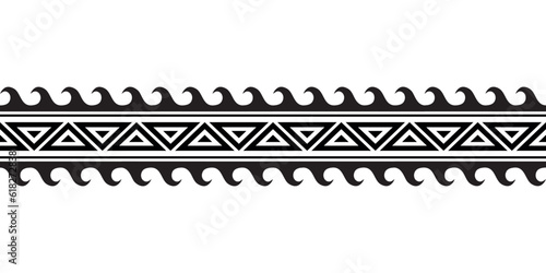 Maori polynesian tattoo bracelet. Tribal sleeve seamless pattern vector. Samoan border tattoo design fore arm or foot. Armband tattoo tribal. band fabric seamless ornament isolated on white background