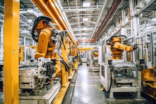 inside factory of cars a lot of machines AI Generated
