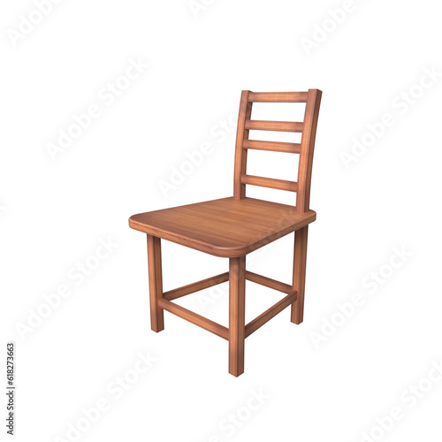 angle view front side of A wooden chair on white background