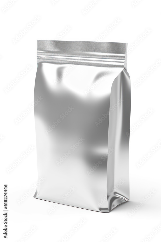 silver coffee packaging mockup with copy space. Generative AI silver coffee packaging mockup with copy space. Generative AI