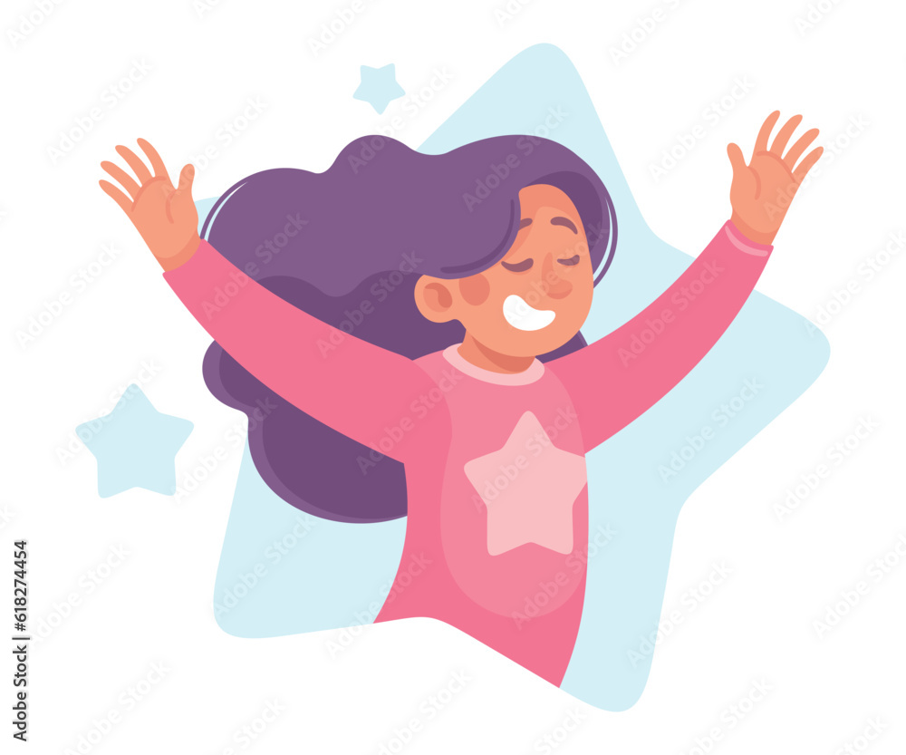 Ego with Self Confident Girl Character Satisfied with Her Appearance Vector Illustration Ego with Self Confident Girl Character Satisfied with Her Appearance Vector Illustration
