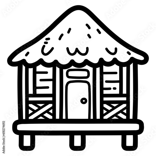 bungalow line icon style