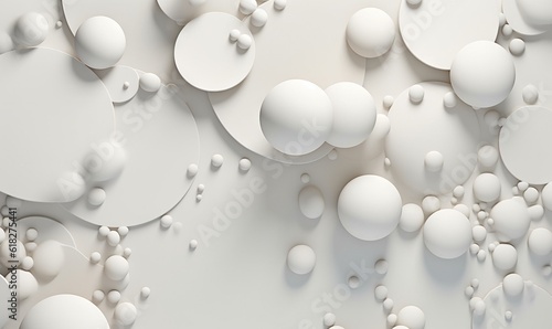  a group of bubbles floating in the air on a white surface with a white wall in the background and a white wall with a white background. generative ai
