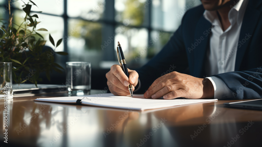 male hand holding a pen writing on a paper male hand holding a pen writing on a paper