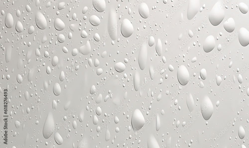  water drops on a window with a white background and a white wall behind it with a black and white photo of the drops of water on the window.  generative ai