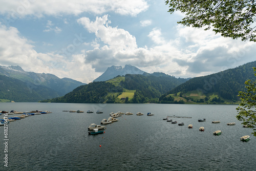 Small boats on the lake Waegitalersee in Switzerland © Robert