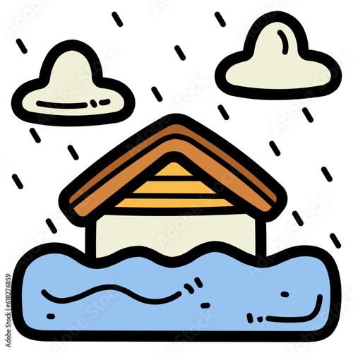 flood filled outline icon style