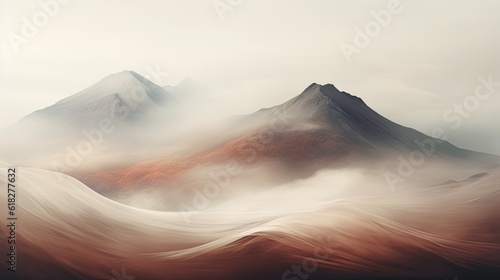 Minimalism abstract soft mountains painting.