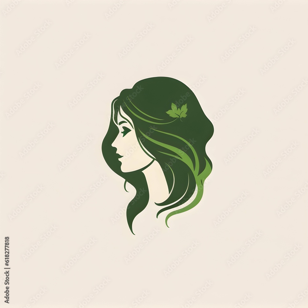 female youthful beauty logo very minimal simple green 