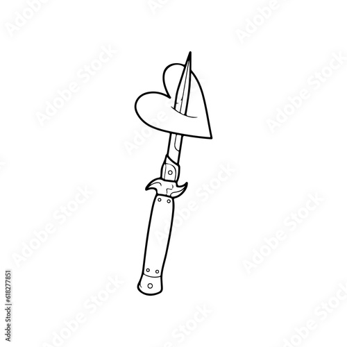 vector illustration of knife piercing heart