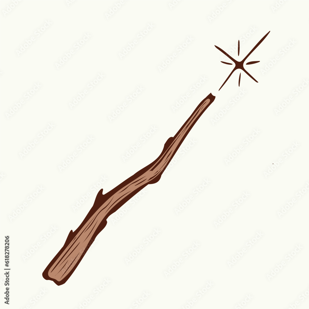 Hand drawn wooden half-herb stick Vector illustration Hand drawn wooden half-herb stick Vector illustration