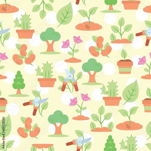 Seamless pattern background with gardening icons Vector illustration