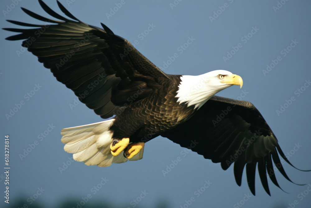 Fototapeta premium A image of a majestic eagle soaring through the sky, capturing its grace and power in