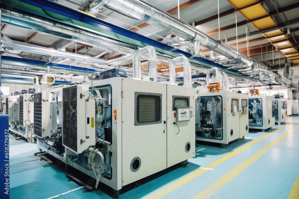 inside factory show Production Of air conditioning AI Generated