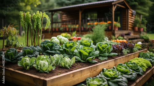 Backyard vegetables. Environmentally conscious garden. Generative AI