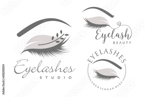 Eyelashes logo design vector icon beauty unique studio