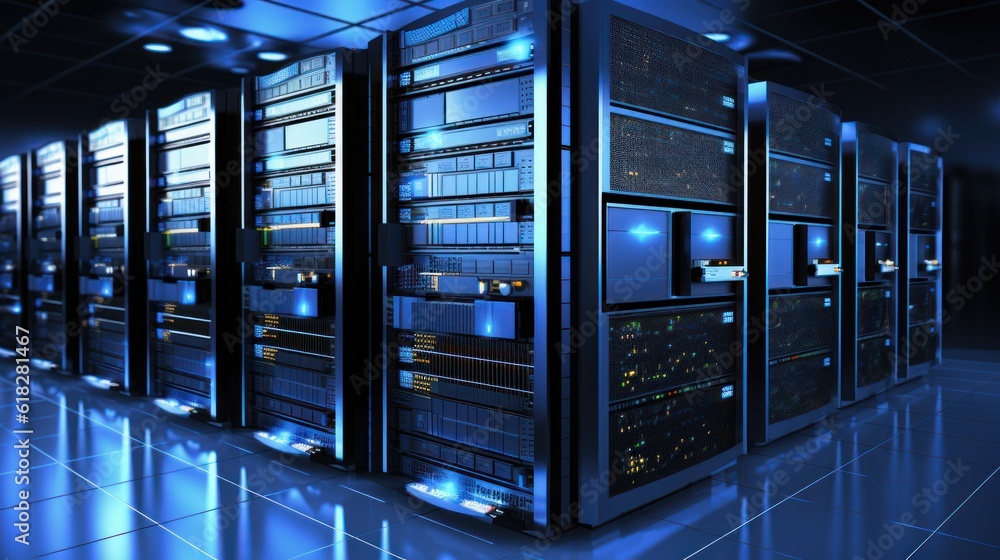 Fototapeta premium Visualization of virtual networks running on a physical network infrastructure, enabling flexible network configurations