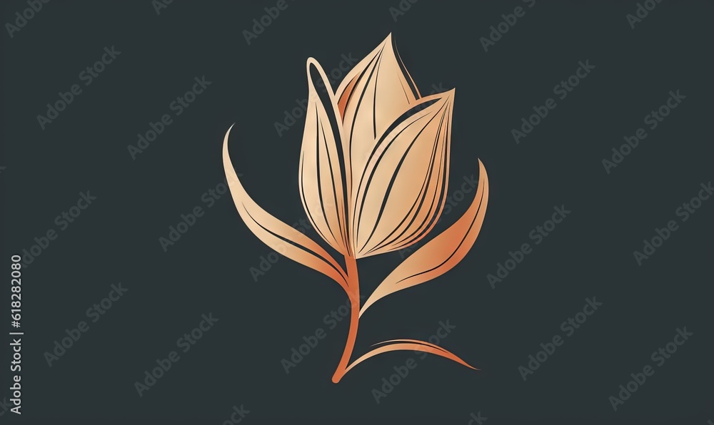  a golden leaf on a black background with a brown border.  generative ai