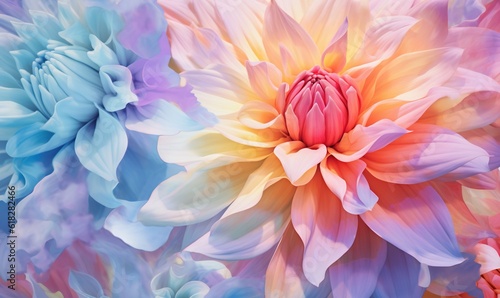  a close up of a large flower with many colors on it. generative ai