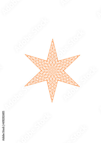 stern, fläche mit symmetrischen netzartigen orangen strukturen, modern art
