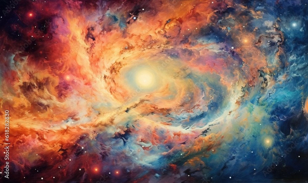  a painting of a spiral galaxy with stars in the background.  generative ai
