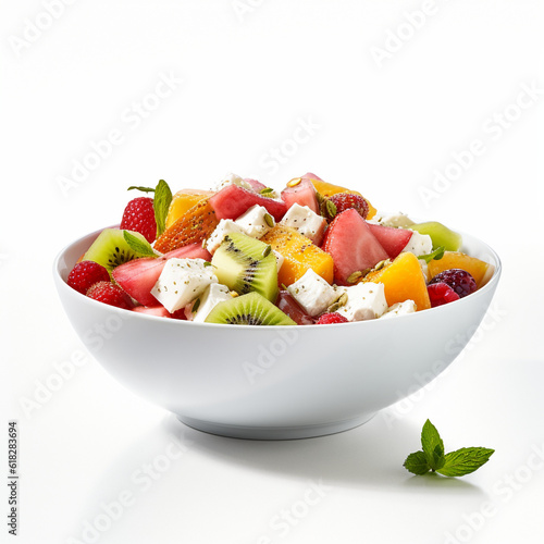 Fruit and vegetable salad with feta and seeds
