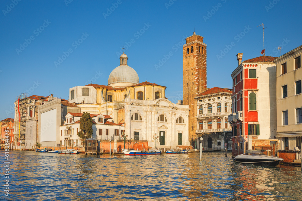 Church San Geremia in Venice from Grand Canal at sunny morning, Italy, Europe.