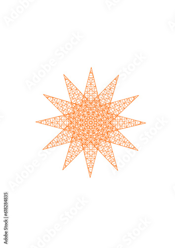 stern, fläche mit symmetrischen netzartigen orangen strukturen, modern art