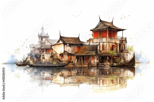 hoian isolated on white background. Generated by AI. photo