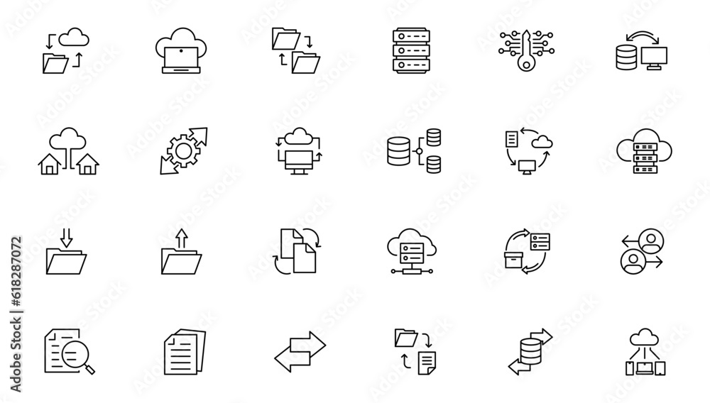 Data analysis icon set vector illustration with editable stroke thin line on white background. data analysis, data mining, processing, statistics, optimization and monitoring Data analysis icon set vector illustration with editable stroke thin line on white background. data analysis, data mining, processing, statistics, optimization and monitoring
