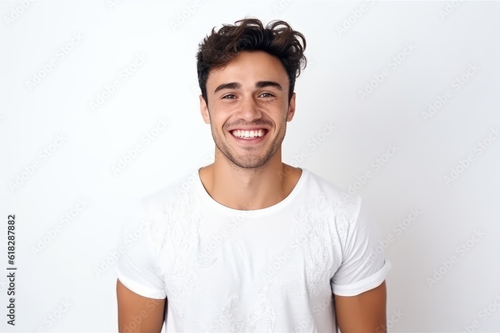 Portrait of a handsome young man smiling at camera over white background Portrait of a handsome young man smiling at camera over white background