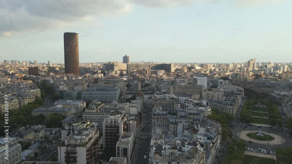 Slight aerial rotation of Paris near the Esplanade Jacques Chaban-Delmas Slight aerial rotation of Paris near the Esplanade Jacques Chaban-Delmas