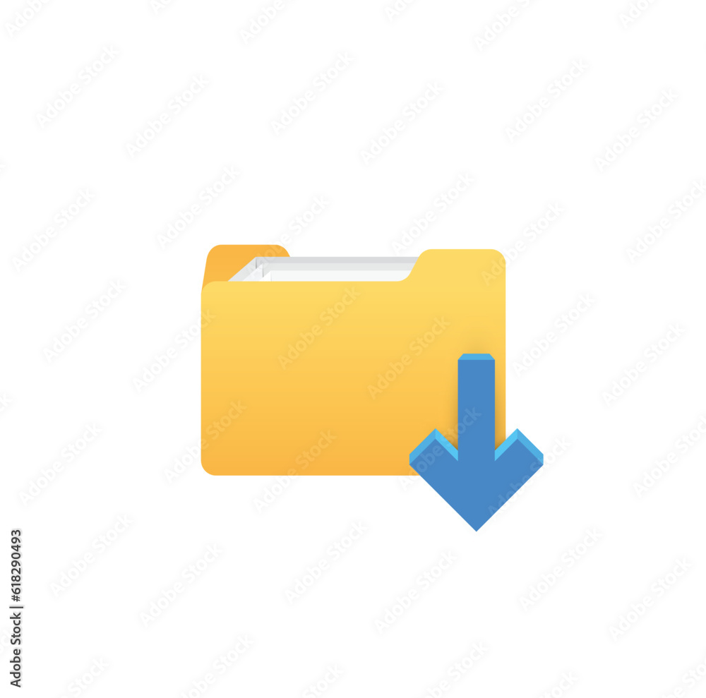 Download folder with blue arrow icon design. Operating system UI design. Vector illustration. Download folder with blue arrow icon design. Operating system UI design. Vector illustration.