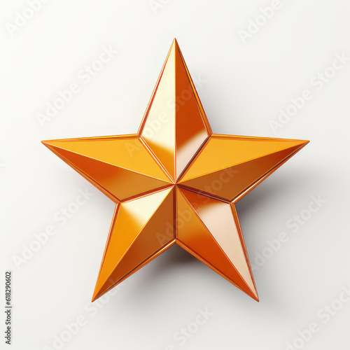 Yellow star on a white background  3D. AI generative.