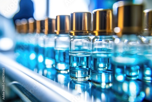 Medical vials Manufacturing on medicine production line