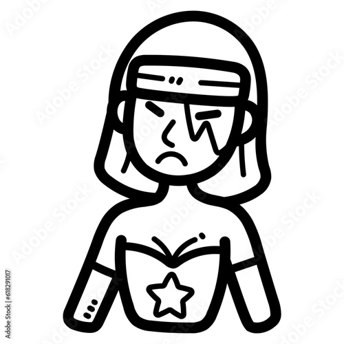 Female wrestler line icon style