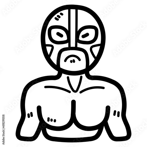 wrestler line icon style