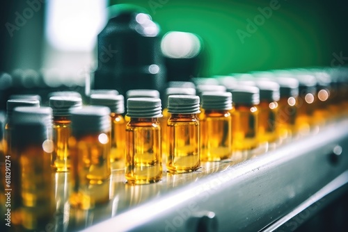 Medical vials Manufacturing on medicine production line