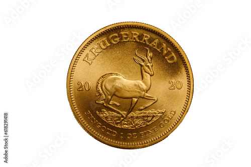 Krugerand 1 OZ Gold cut out from South Africa.