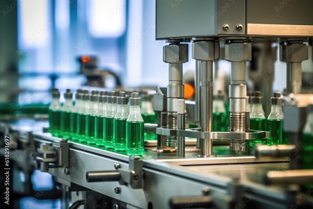 Medical vials Manufacturing on medicine production line AI Generated Medical vials Manufacturing on medicine production line AI Generated