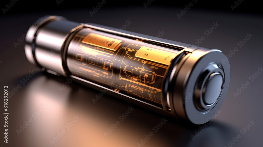 Close-up of modern lithium-ion battery cell technology Close-up of modern lithium-ion battery cell technology