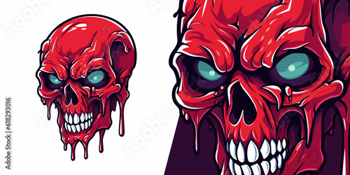 Illustration Vector Graphic: Red Skull Slime Logo for Sport and E-Sport Gaming Teams